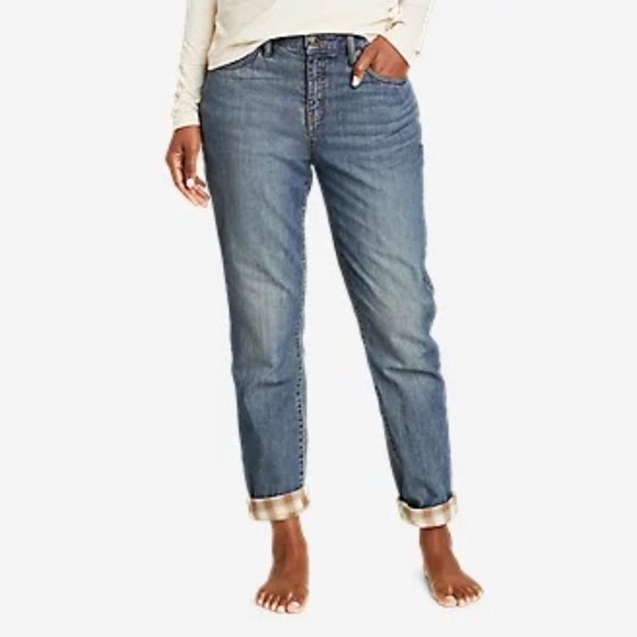 Eddie Bauer Boyfriend Flannel-Lined Jeans - Size 2 - Picture 1 of 5